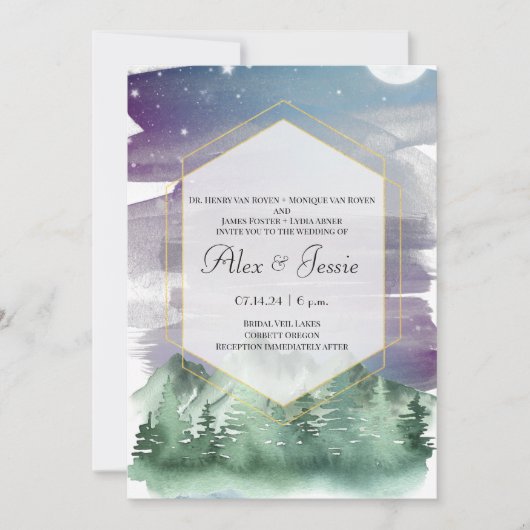 山と星空のウェディング招待状 招待状 (正面)