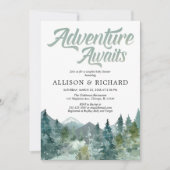 山と木々が迎えるカップル向けベビーシャワー 招待状 (正面)