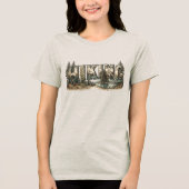山と木々と川のタイポグラフィーデザイン トライブレンドＴシャツ (正面)