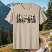 山と木々と川のタイポグラフィーデザイン トライブレンドＴシャツ