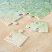 山と木の上の水色の夕日 ジグソーパズル (側面)