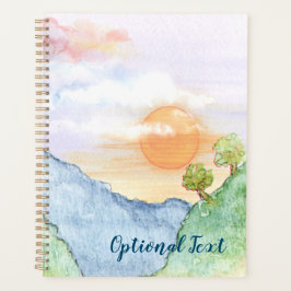 山と木の上の水色の夕日 プランナー手帳