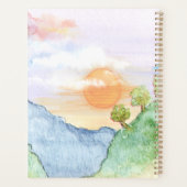 山と木の上の水色の夕日 プランナー手帳 (裏面)