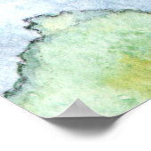 山と木の上の水色の夕日 ポスター (角)