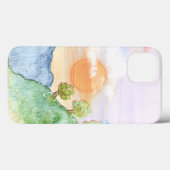 山と木の上の水色の夕日 Case-Mate iPhoneケース (裏面 (横))