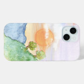 山と木の上の水色の夕日 Case-Mate iPhoneケース (裏面 (横))