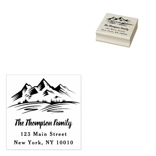 山と木の差出人住所ファミリ名 ラバースタンプ (押印)