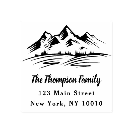 山と木の差出人住所ファミリ名 ラバースタンプ (インプリント)