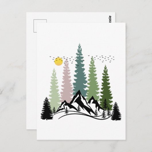 山と木の穏やかな自然 ポストカード (正面/裏面)