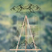 山と木の輪郭結婚の座席表 アクリルサイン (ニュートラル)