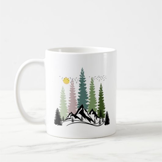 山と木の静かな自然 コーヒーマグカップ (左)