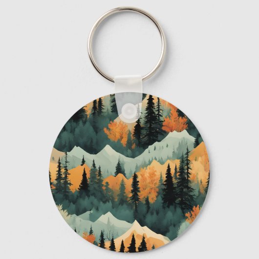 山と木は緑とオレンジ キーホルダー (裏面)