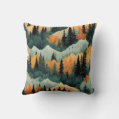 山と木は緑とオレンジ クッション (裏面)