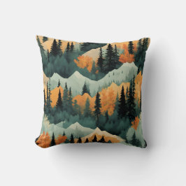 山と木は緑とオレンジ クッション
