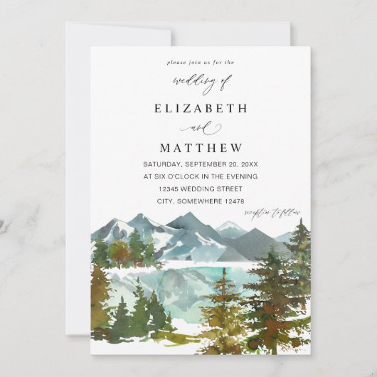 山と木素朴の結婚数 招待状 (正面)