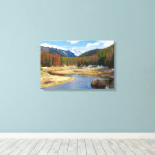 山と松のあるワインディング・コロラド川 キャンバスプリント (インサイチュ (ウッドフロア))