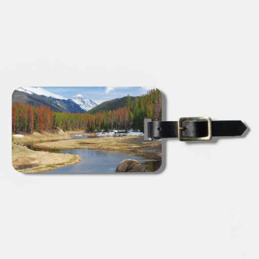 山と松のある曲がりくねったコロラド川 ラゲッジタグ (正面横)