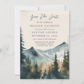 山と松の書道「Save The Date」カード 招待状 (正面)