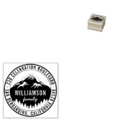 山と松の木ラウンド素朴差出人住所 ラバースタンプ (押印)