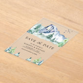 山と松の森のウエディングSave the Date アクリル招待状 (レイダウン)