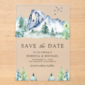 山と松の森のウエディングSave the Date アクリル招待状 (正面)