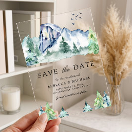 山と松の森のウエディングSave the Date アクリル招待状