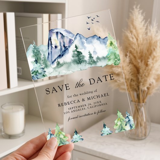 山と松の森のウエディングSave the Date アクリル招待状