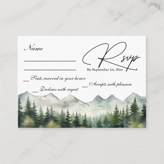 山と松の結婚式出欠確認カード エンクロージャーカード (正面)