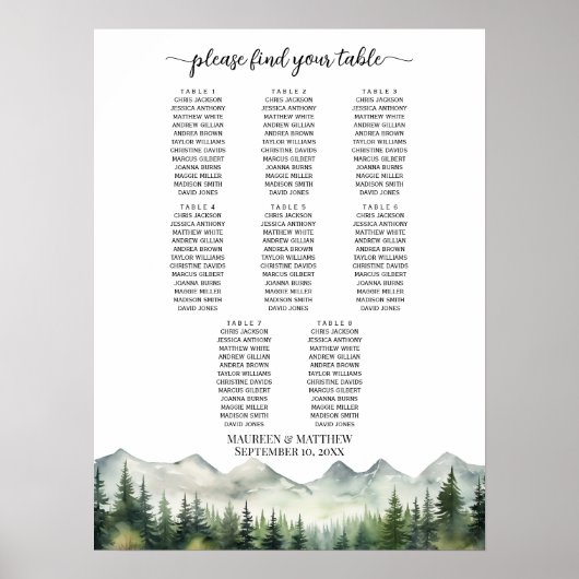 山と松8つのテーブ結婚ルの座席 ポスター (正面)