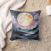 山と森の上の満月 クッション (ブランケット)