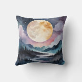 山と森の上の満月 クッション (裏面)