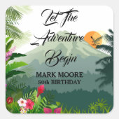 山と森の夕日 スクエアシール (正面)