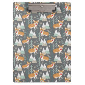 山と森の模様のコーギー クリップボード (正面)