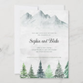 山と森の水彩ウェディング招待状(ラスティックスタイル) 招待状 (正面)