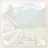 山と森林の伐採キャンプ ガラスコースター (裏面)