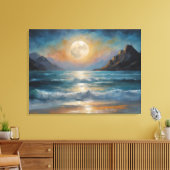 山と海の上の満月 キャンバスプリント (インサイチュ (リビング))