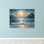 山と海の上の満月 キャンバスプリント (インサイチュ (ウッドフロア))