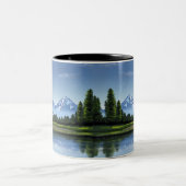 山と湖と森の風景コーヒーマグ ツートーンマグカップ (中央)