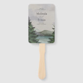 山と湖のエバーグリーン ウェディングプログラム ハンドファン (正面)