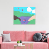 山と湖のシーンを含むキャンバス キャンバスプリント (インサイチュ (リビング))