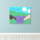 山と湖のシーンを含むキャンバス キャンバスプリント (インサイチュ (ウッドフロア))