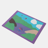 山と湖のシーンを持つドアマット ドアマット (アングル)