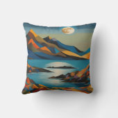 山と湖の上の満月 クッション (裏面)