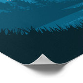 山と湖の夕日 ポスター (角)