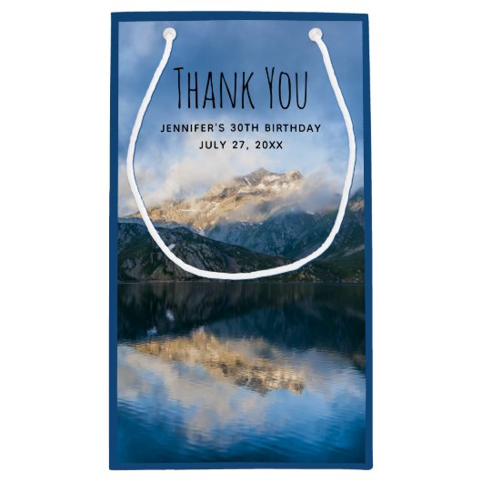 山と湖の景色の自然写真ありがとう スモールペーパーバッグ (裏面)