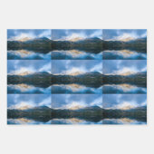 山と湖の風光明媚な自然写真パターン ラッピングペーパーシート (正面)