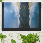 山と湖の風光明媚な自然写真 キッチンタオル (折り畳み)