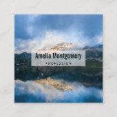 山と湖の風光明媚な自然写真 スクエア名刺 (正面)