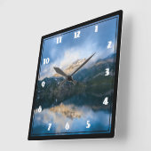 山と湖の風光明媚な自然写真 スクエア壁時計 (傾斜)