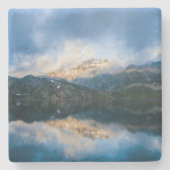 山と湖の風光明媚な自然写真 ストーンコースター (正面)